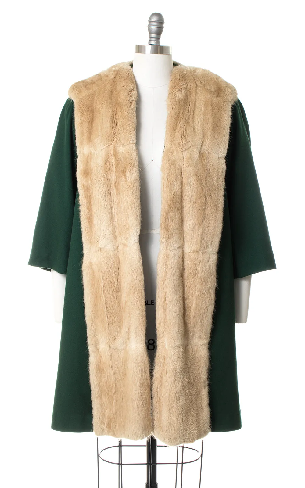 1940s Forest Green Wool & Fur Coat | small/medium