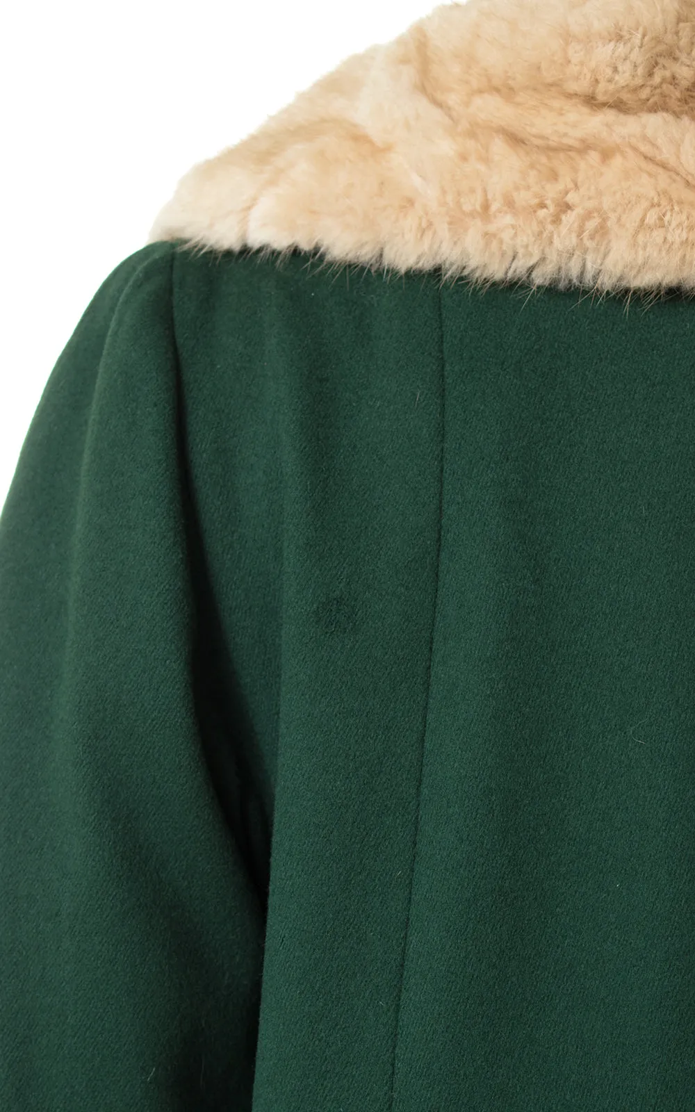 1940s Forest Green Wool & Fur Coat | small/medium