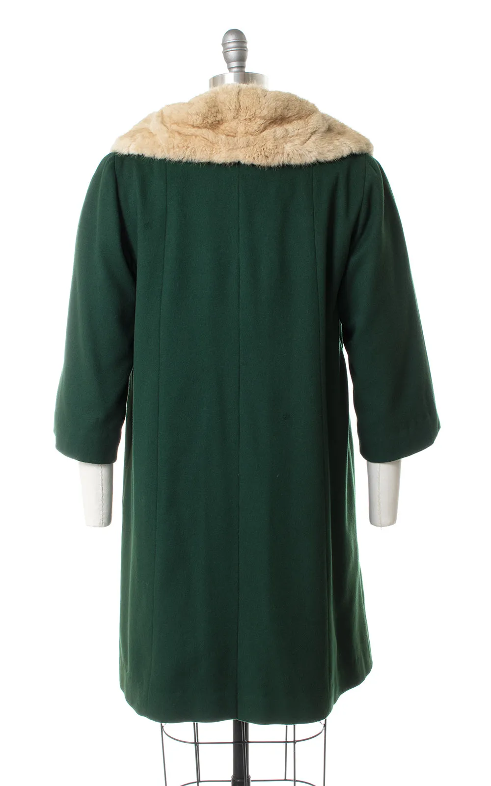 1940s Forest Green Wool & Fur Coat | small/medium