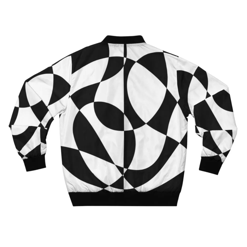 1960s Black and White Abstract Bomber Jacket