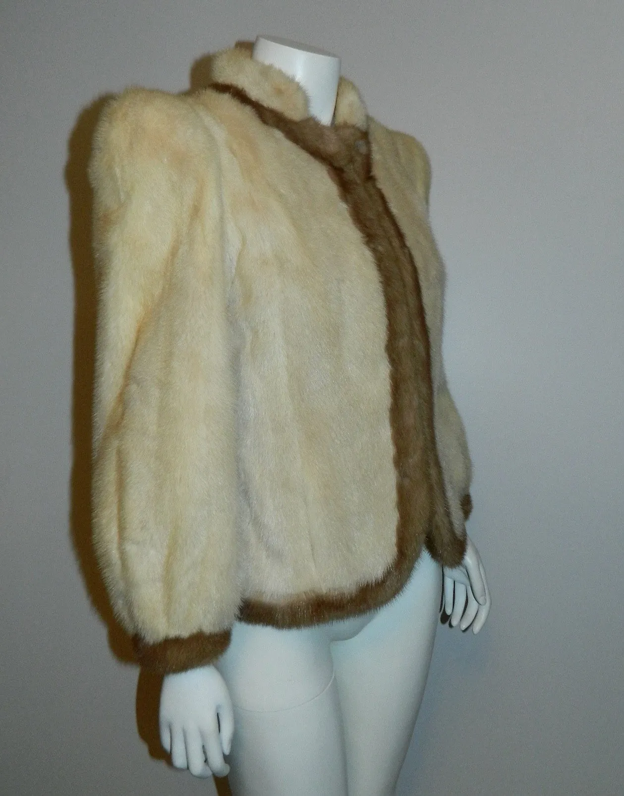 1970s mink jacket / vintage short coat pearl mink Palomino trim XS - S