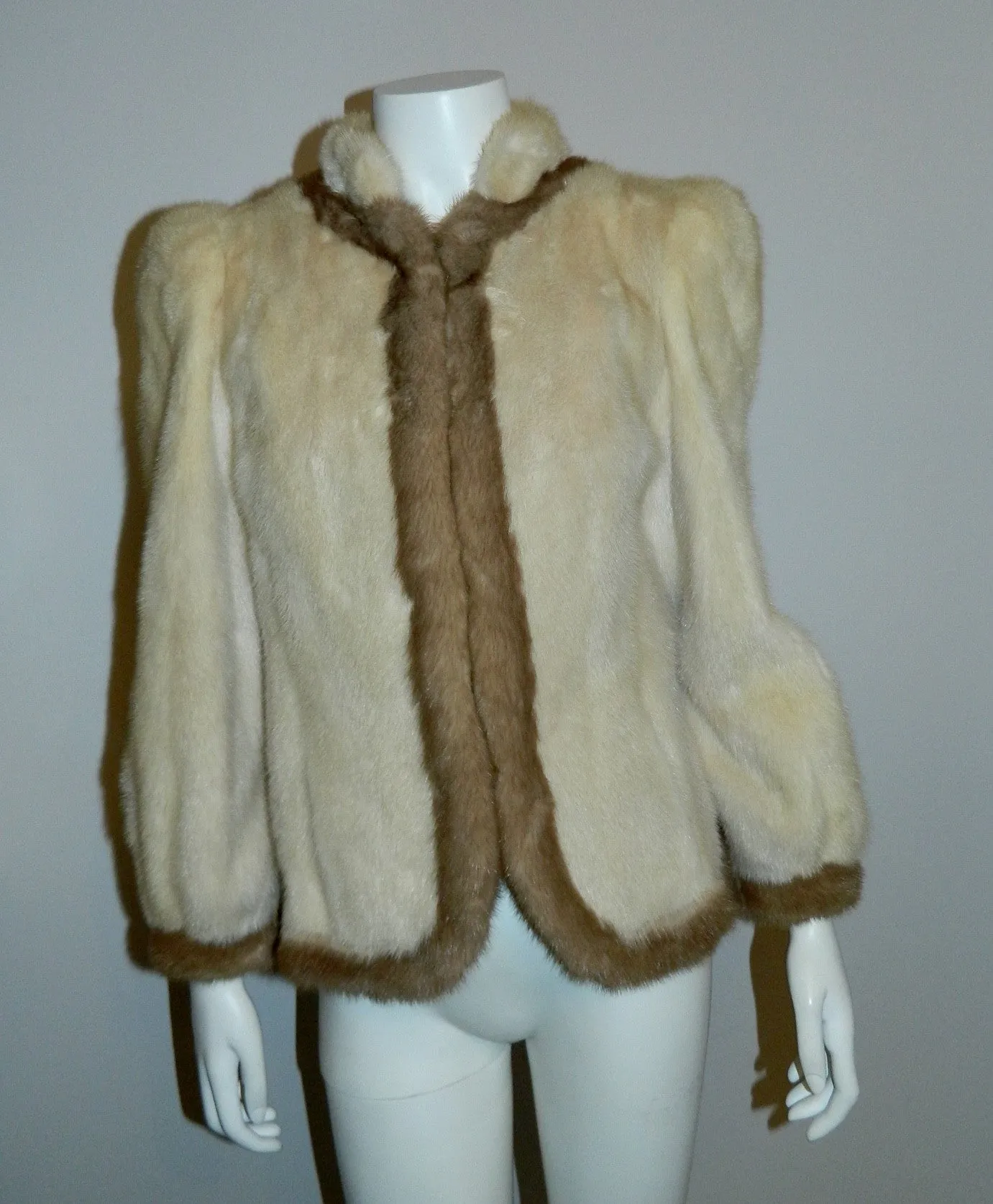 1970s mink jacket / vintage short coat pearl mink Palomino trim XS - S