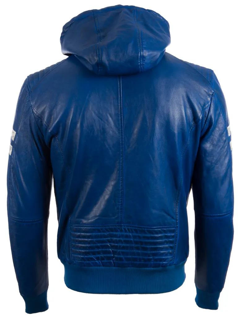 2VQ9 Men's Hood Bomber Jacket - Electric Blue