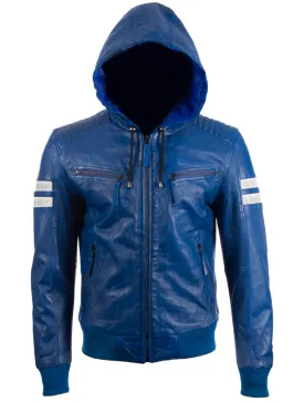 2VQ9 Men's Hood Bomber Jacket - Electric Blue