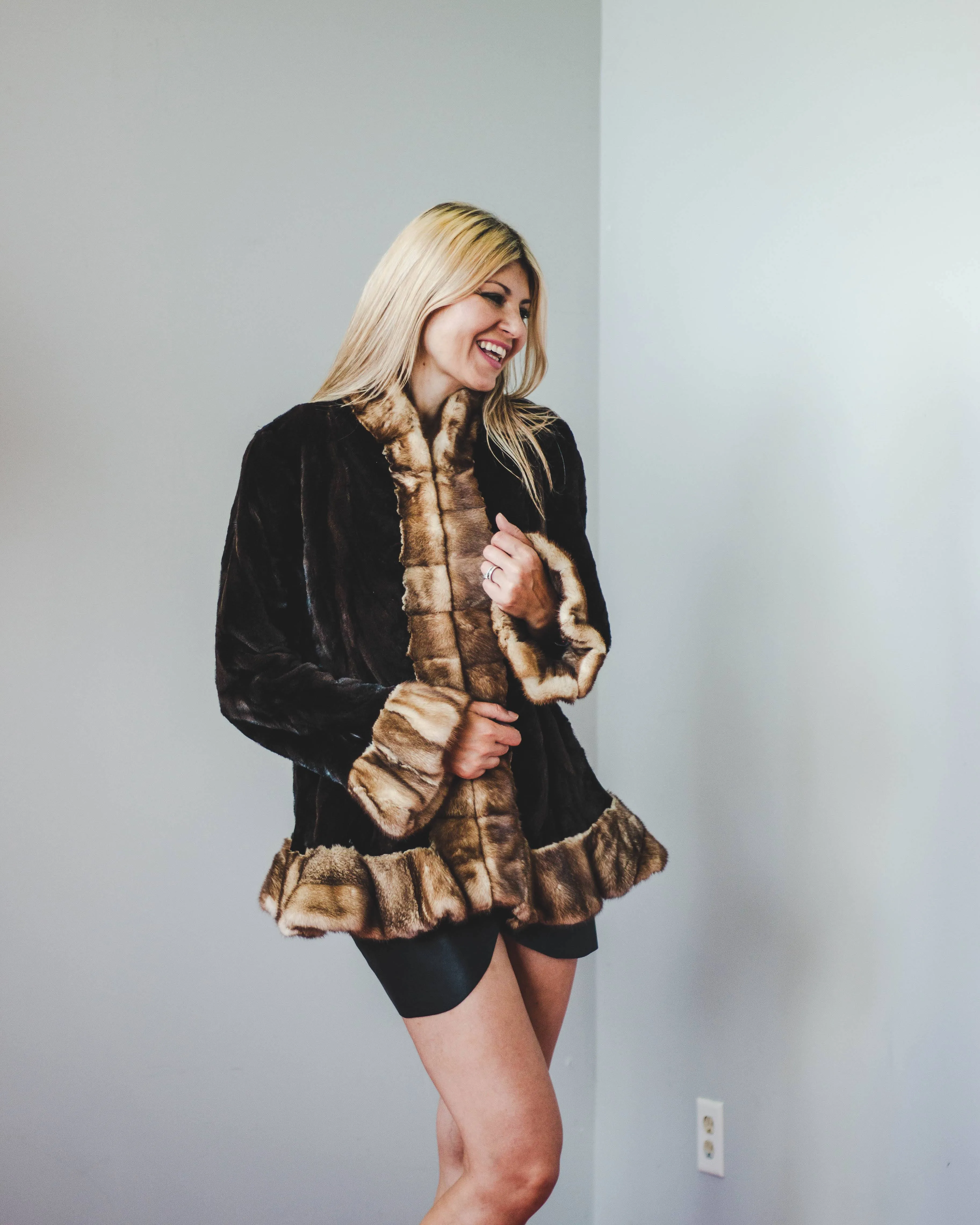 53 | Mink Fur Jacket With Ruffled Mink Fur Trim