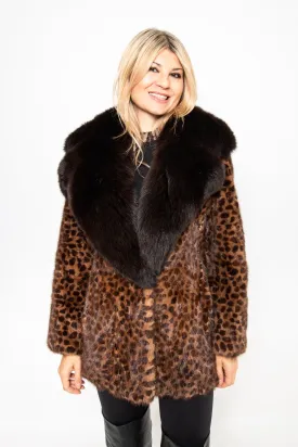 75 | Stencilled Mink Jacket / Large Fox Collar