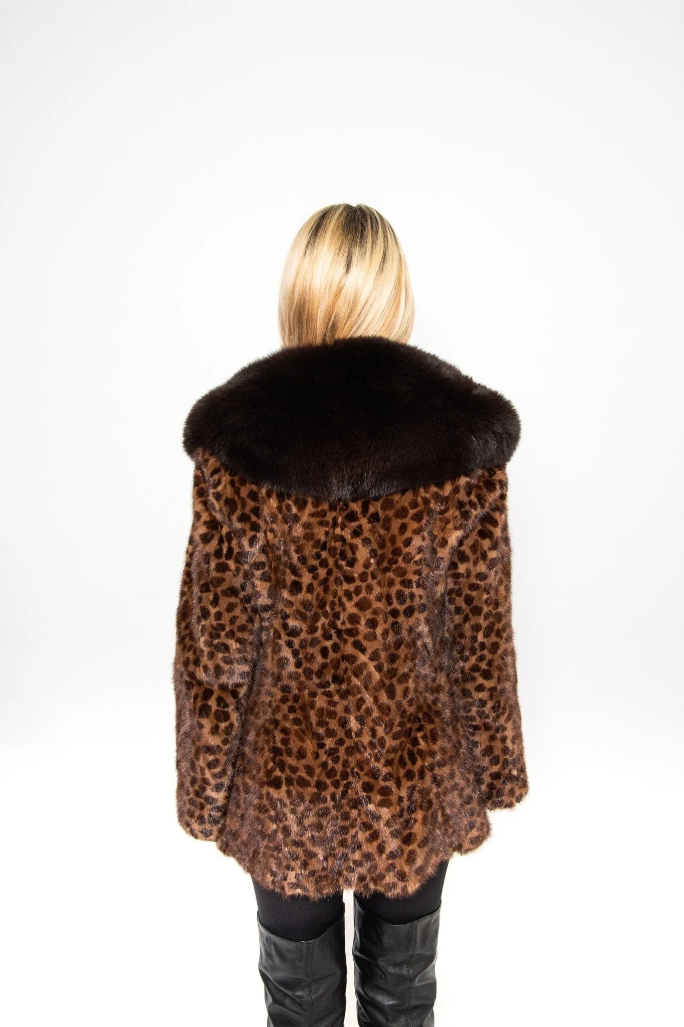 75 | Stencilled Mink Jacket / Large Fox Collar