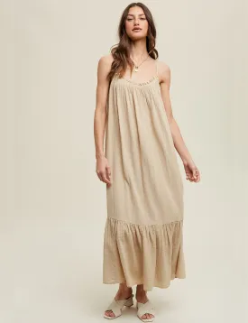 Adara Cotton Maxi Dress, Taupe