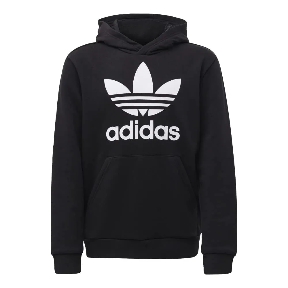 adidas Originals unisex child Trefoil Hoodie Sweatshirt Black & White Medium US