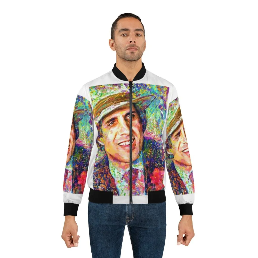 Adriano Celentano Inspired Bomber Jacket - Impressionist Oil Painting