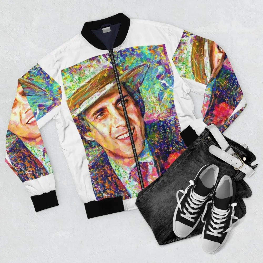 Adriano Celentano Inspired Bomber Jacket - Impressionist Oil Painting