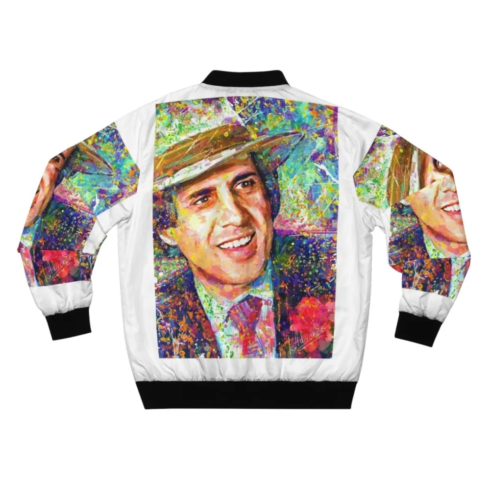 Adriano Celentano Inspired Bomber Jacket - Impressionist Oil Painting