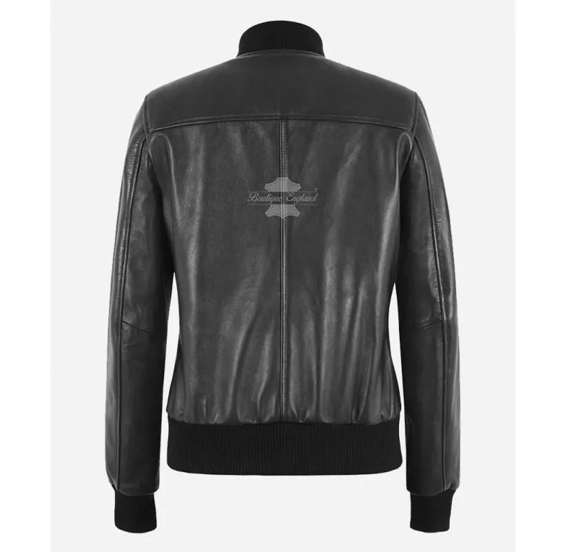 ALPHA 2 Women's Leather Bomber Jacket Regular Fit Flying Jacket