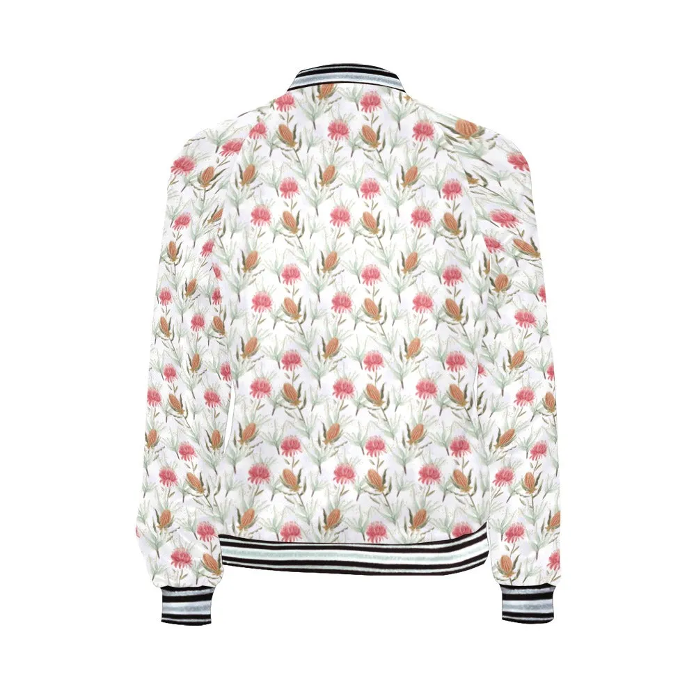 Australian Wattle Large Print Bomber Jacket for Women