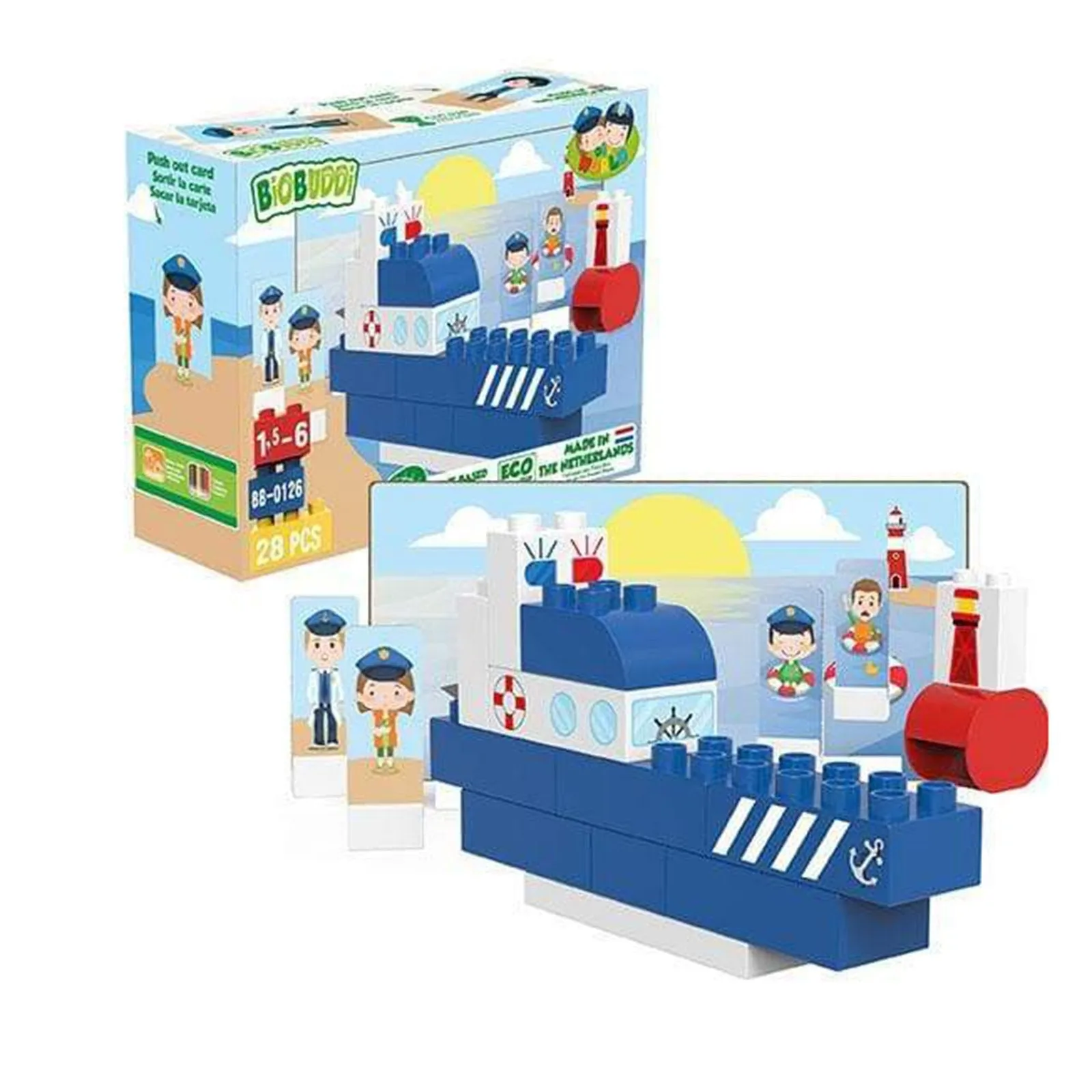 Biobuddi Our World Police Boat ECO Friendly Building Set 100658