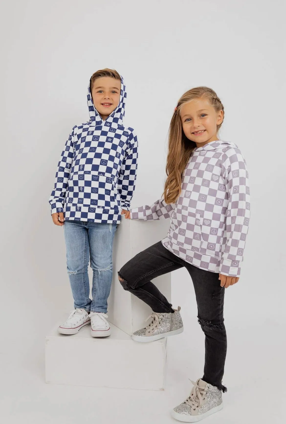 Bird & Bean® - Kids Pullover Bamboo Sweatshirt - Check It Out - Lavender