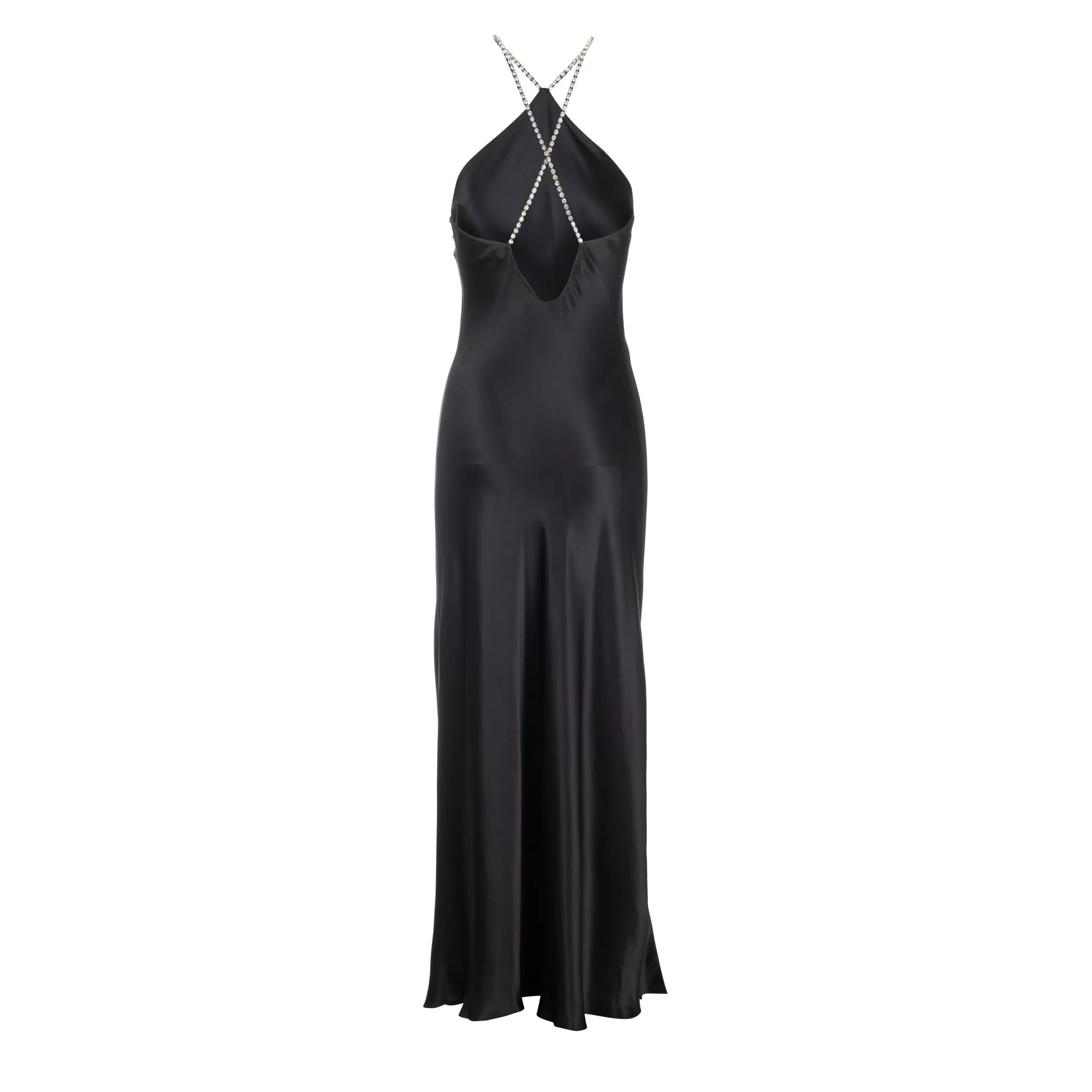 Black Embellished Halter Maxi