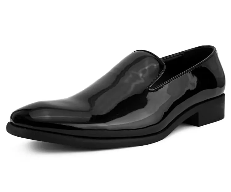 Black Men's Patent Leather Dress Shoes Plain Toe  for Tuxedo