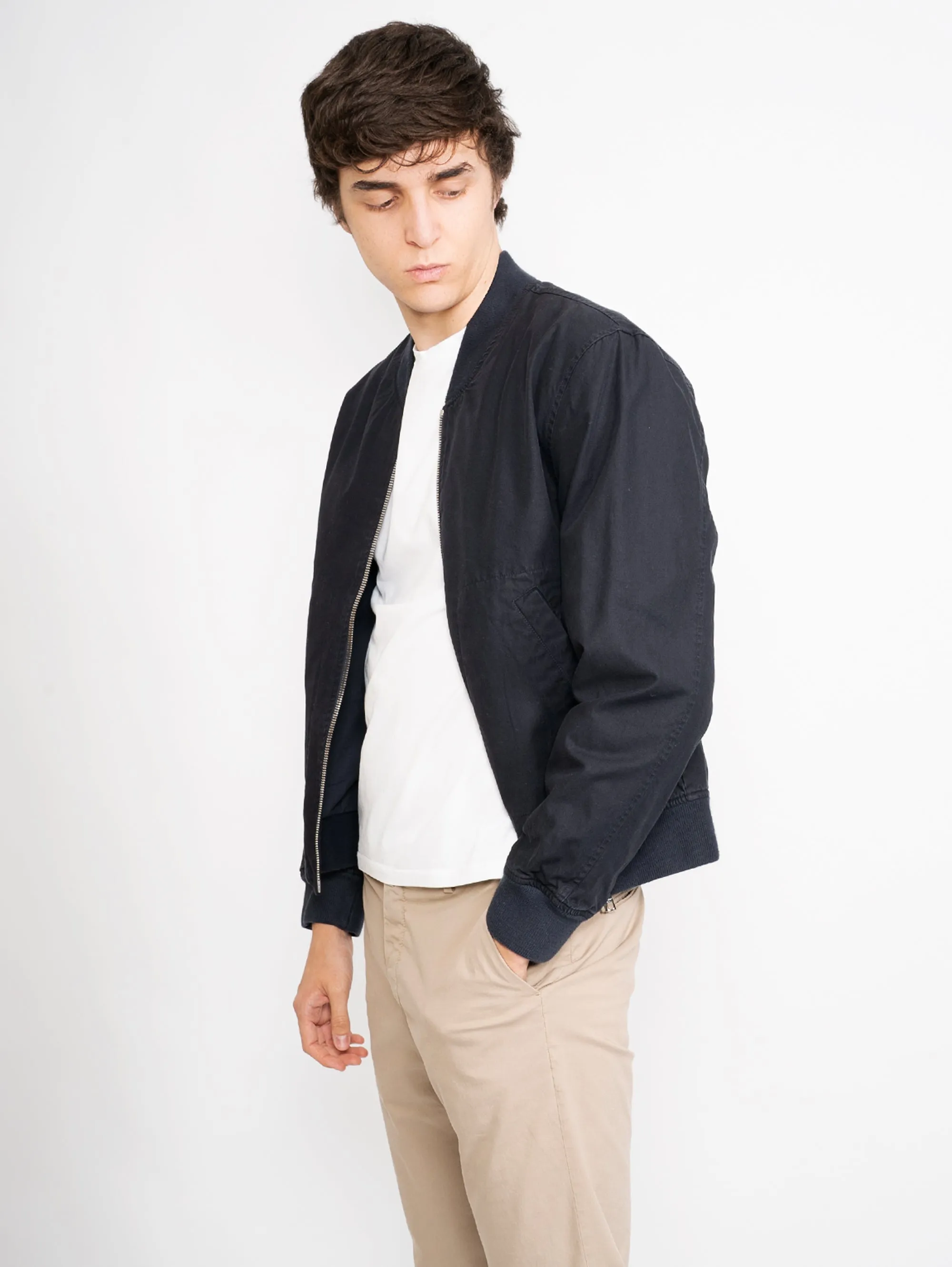 Bomber in Cotone Blu