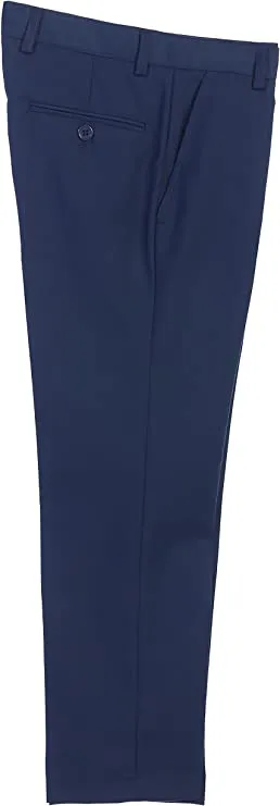 Boys Formal Flat Front Dress Pants With Adjustable Waist - Royal Blue