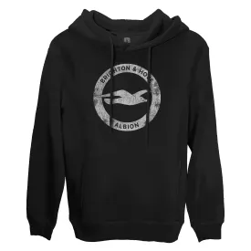 Brighton & Hove Albion Mono Badge Fleece Pullover Hoodie - Black