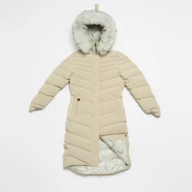 CANMORE - LONG PUFFER COAT WITH FUR TRIM