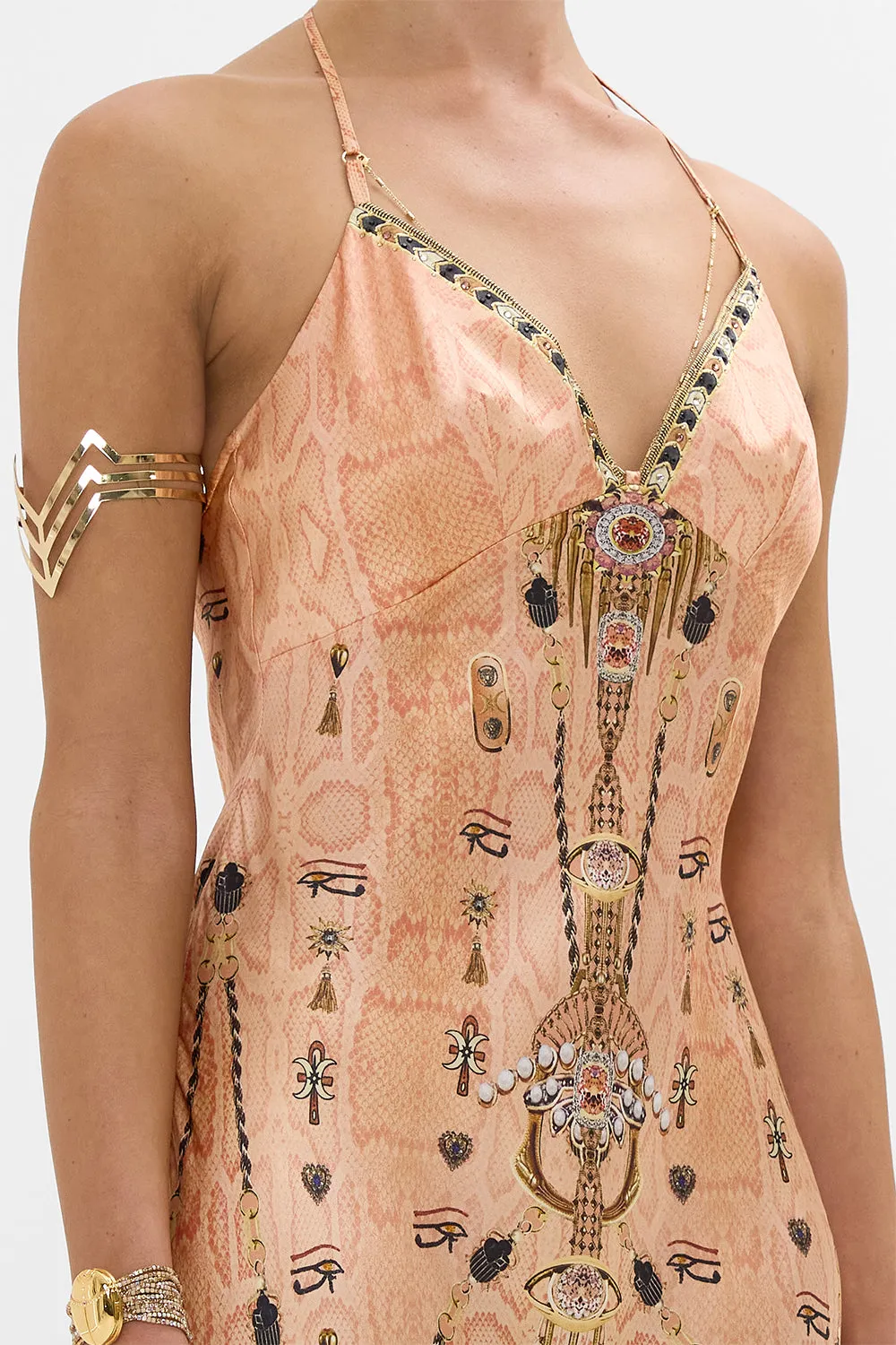 CHAIN DETAIL SLIP DRESS KINGDOM OF HEIROGLYPHS