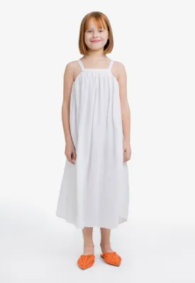 Choice Kids Solid Sleeveless Flared Maxi Dress Off White