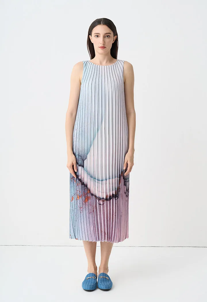 Choice Printed Striped Sleeveless Maxi Dress Multicolor