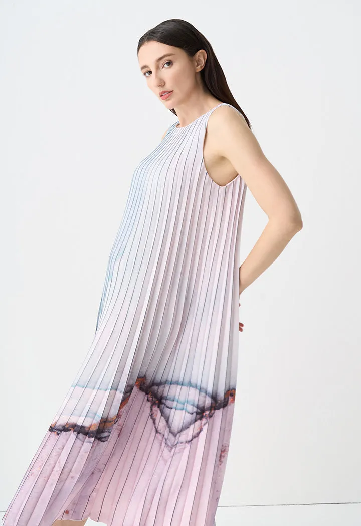 Choice Printed Striped Sleeveless Maxi Dress Multicolor