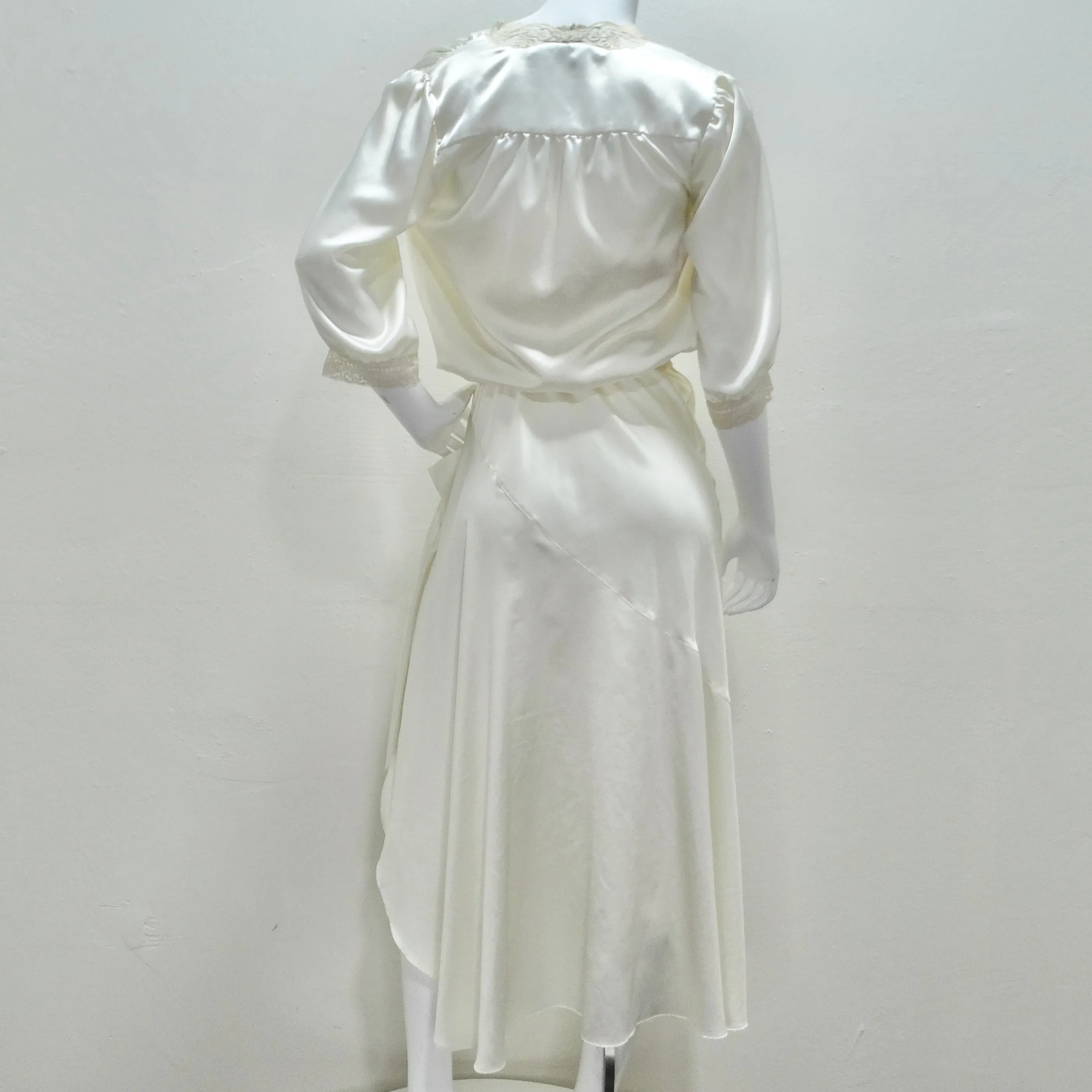 Christian Dior 1980s Ivory Satin Slip Dress and Blouse Set