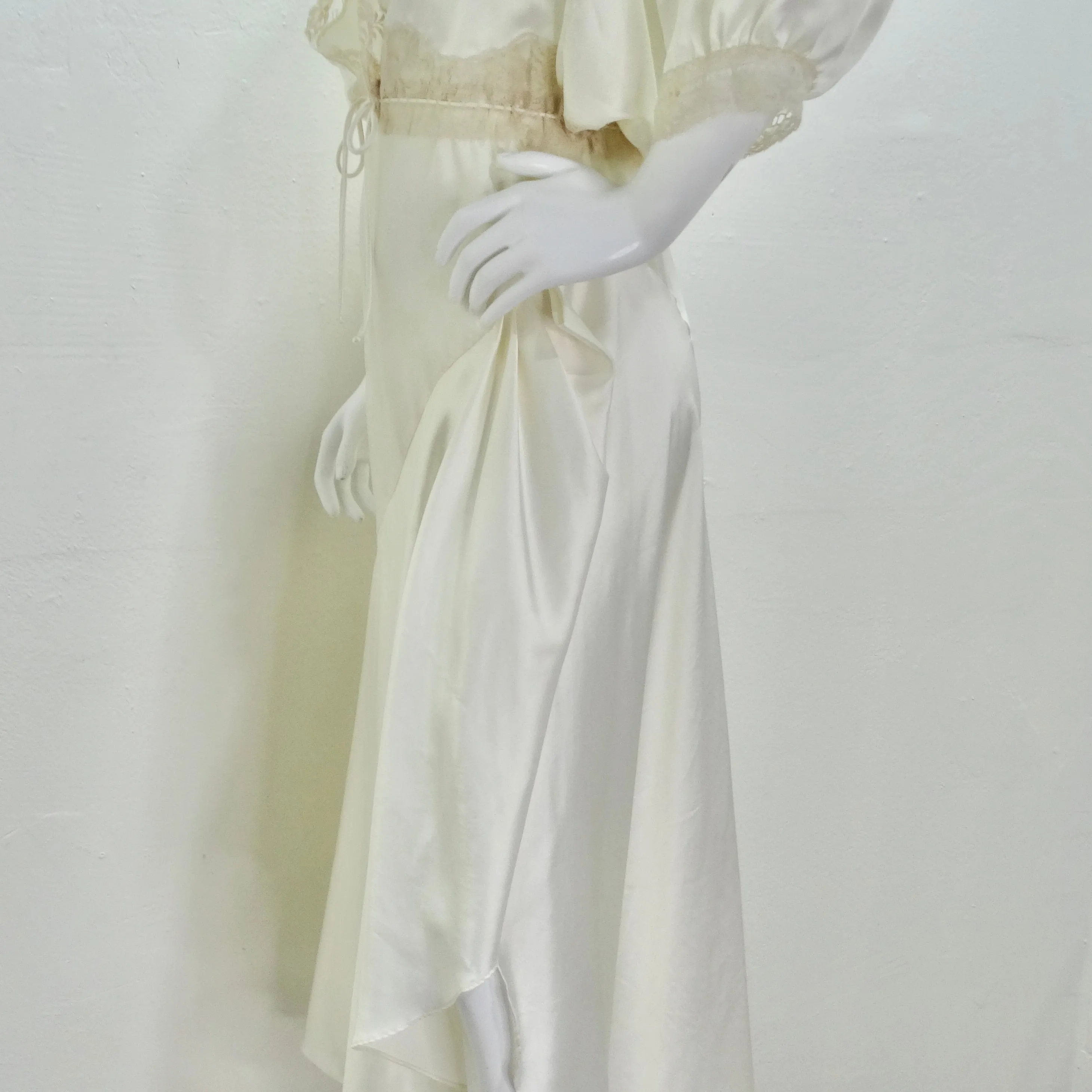 Christian Dior 1980s Ivory Satin Slip Dress and Blouse Set