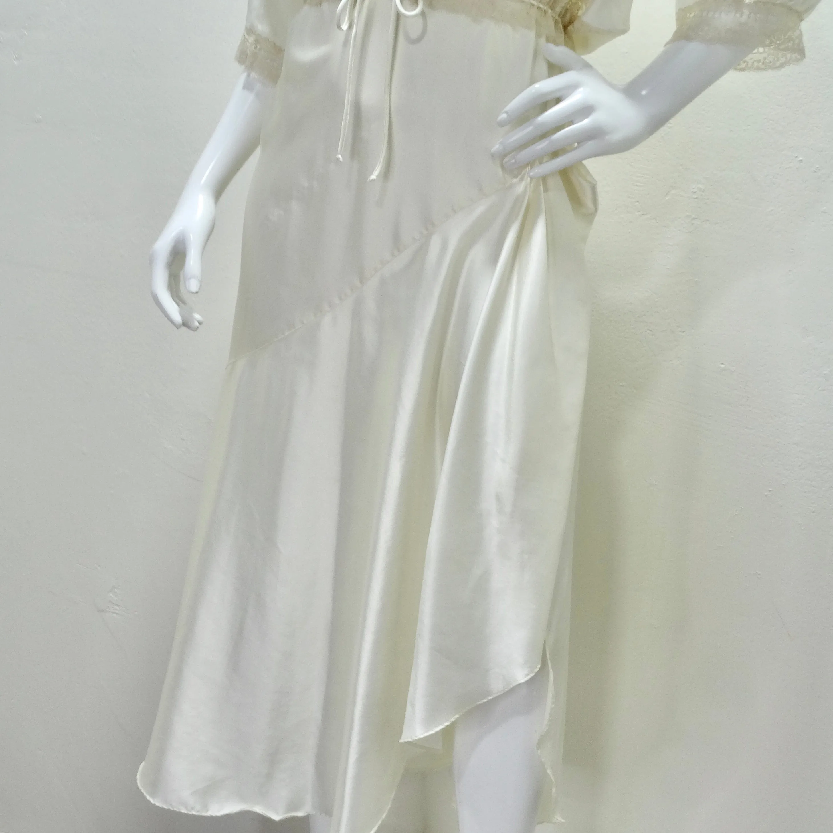 Christian Dior 1980s Ivory Satin Slip Dress and Blouse Set