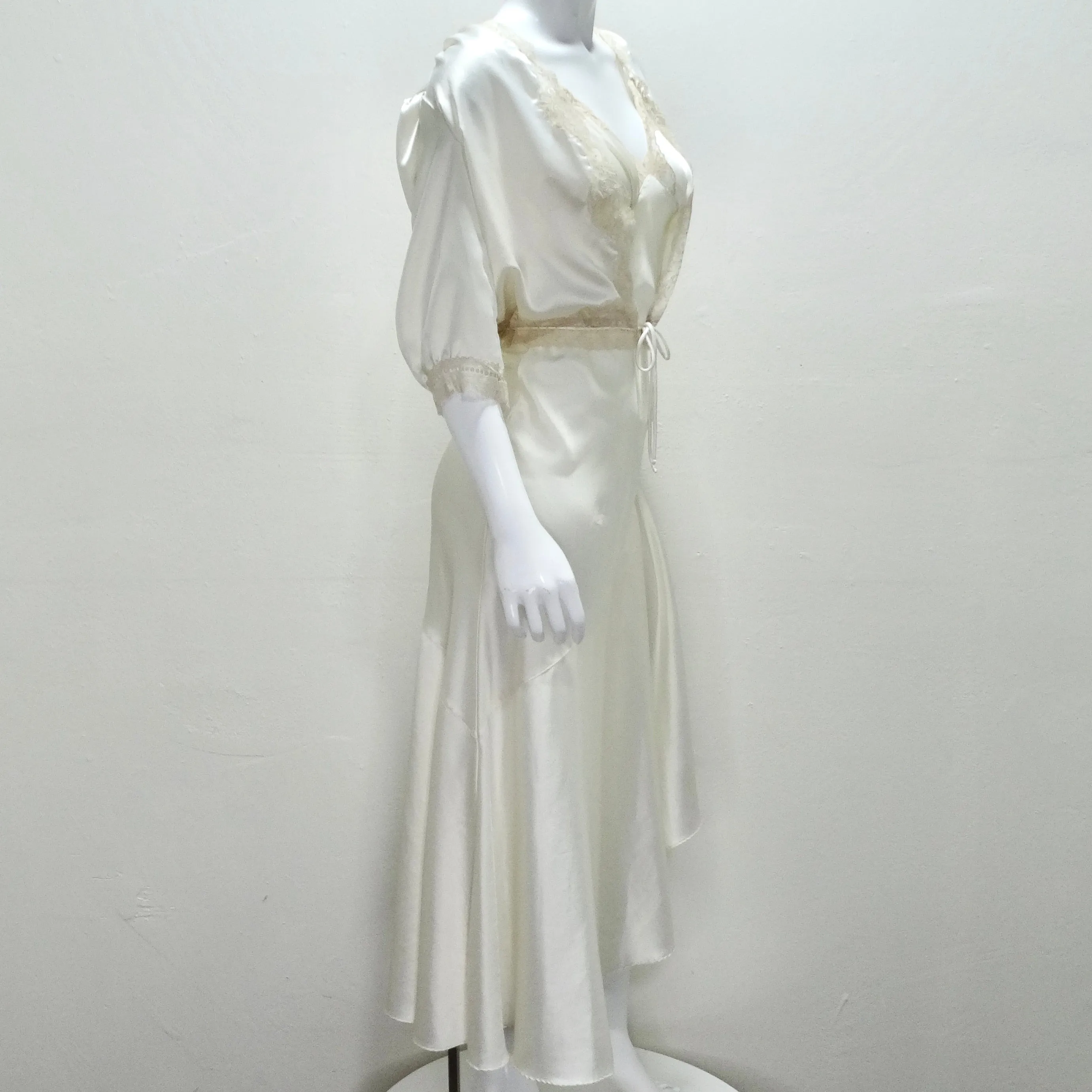 Christian Dior 1980s Ivory Satin Slip Dress and Blouse Set