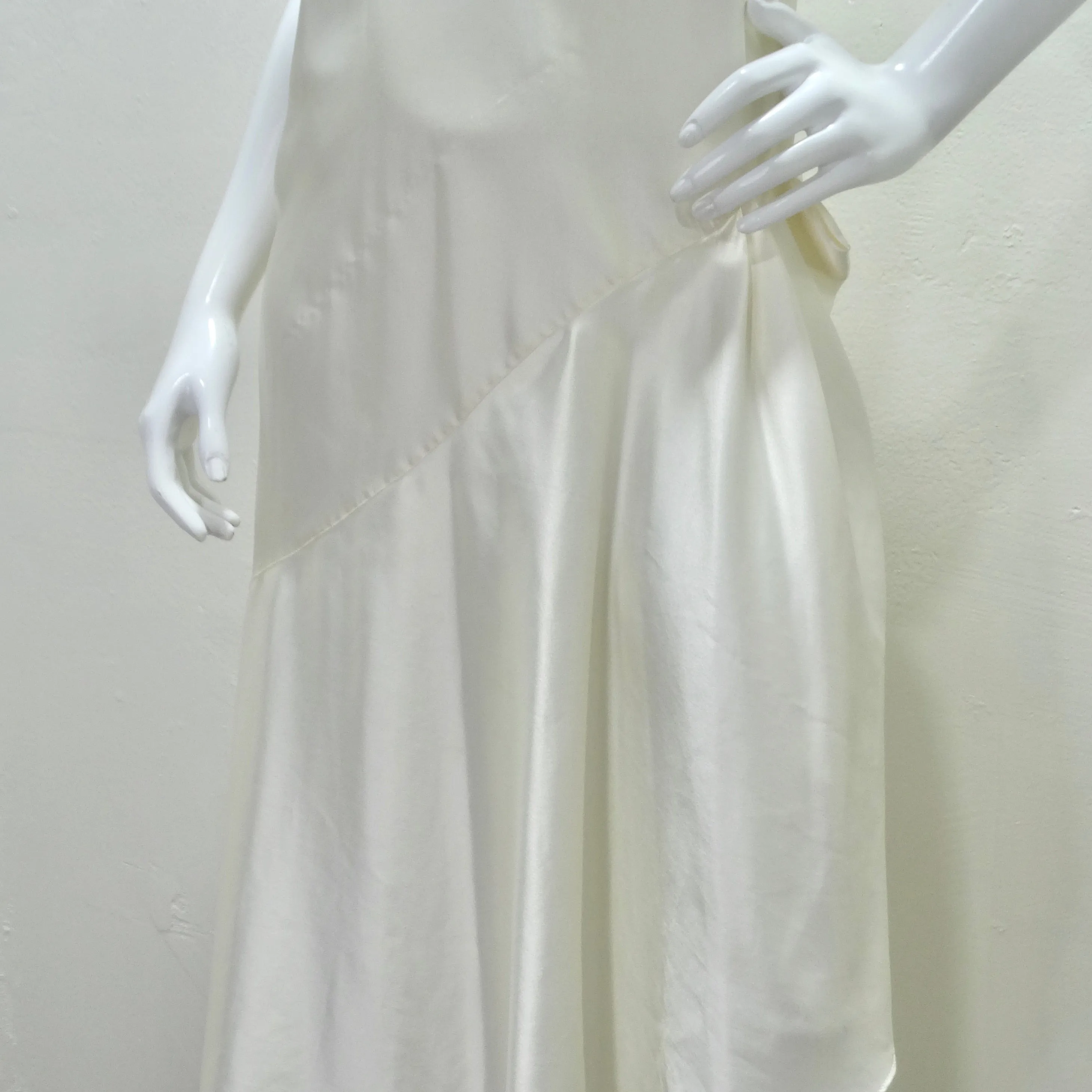 Christian Dior 1980s Ivory Satin Slip Dress and Blouse Set