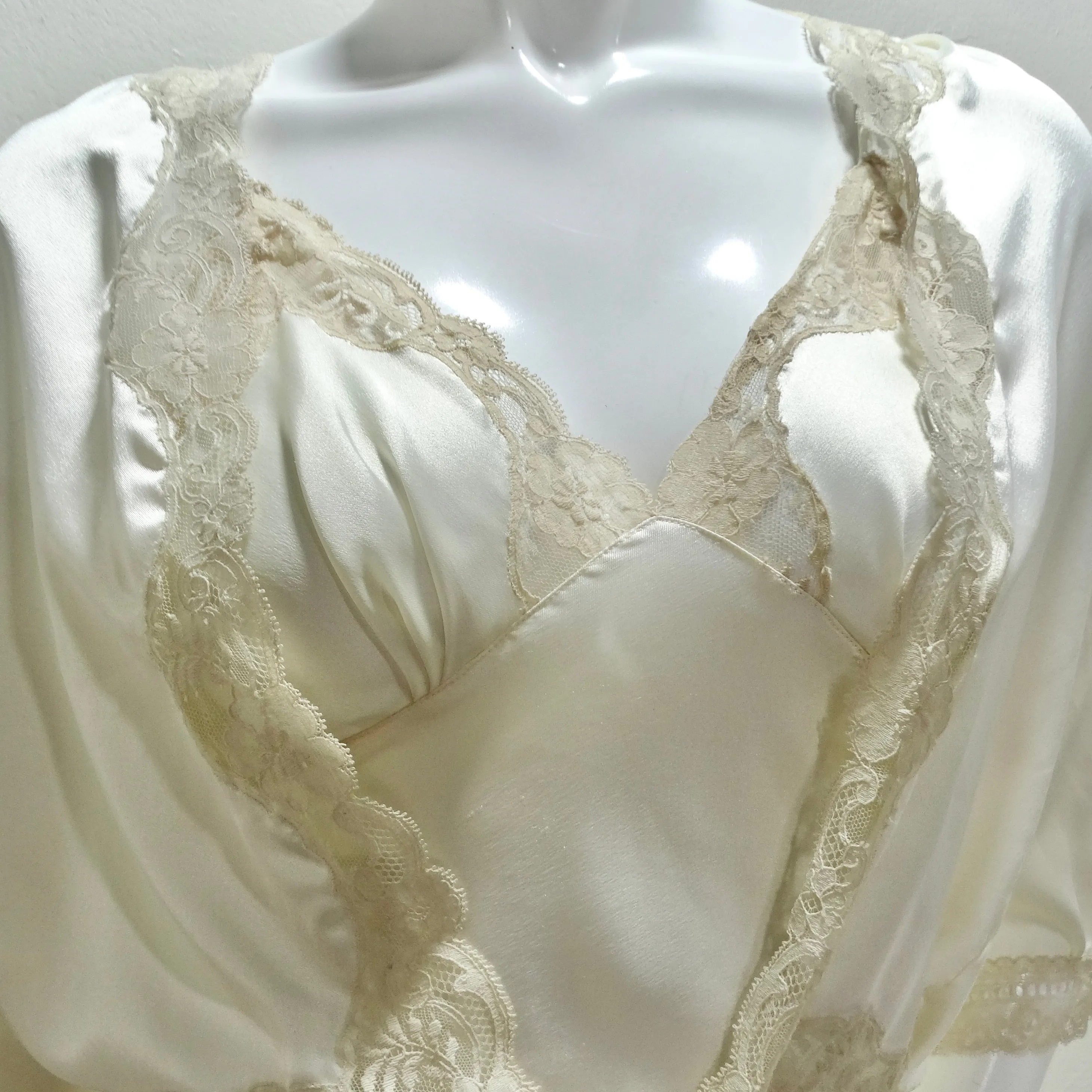 Christian Dior 1980s Ivory Satin Slip Dress and Blouse Set