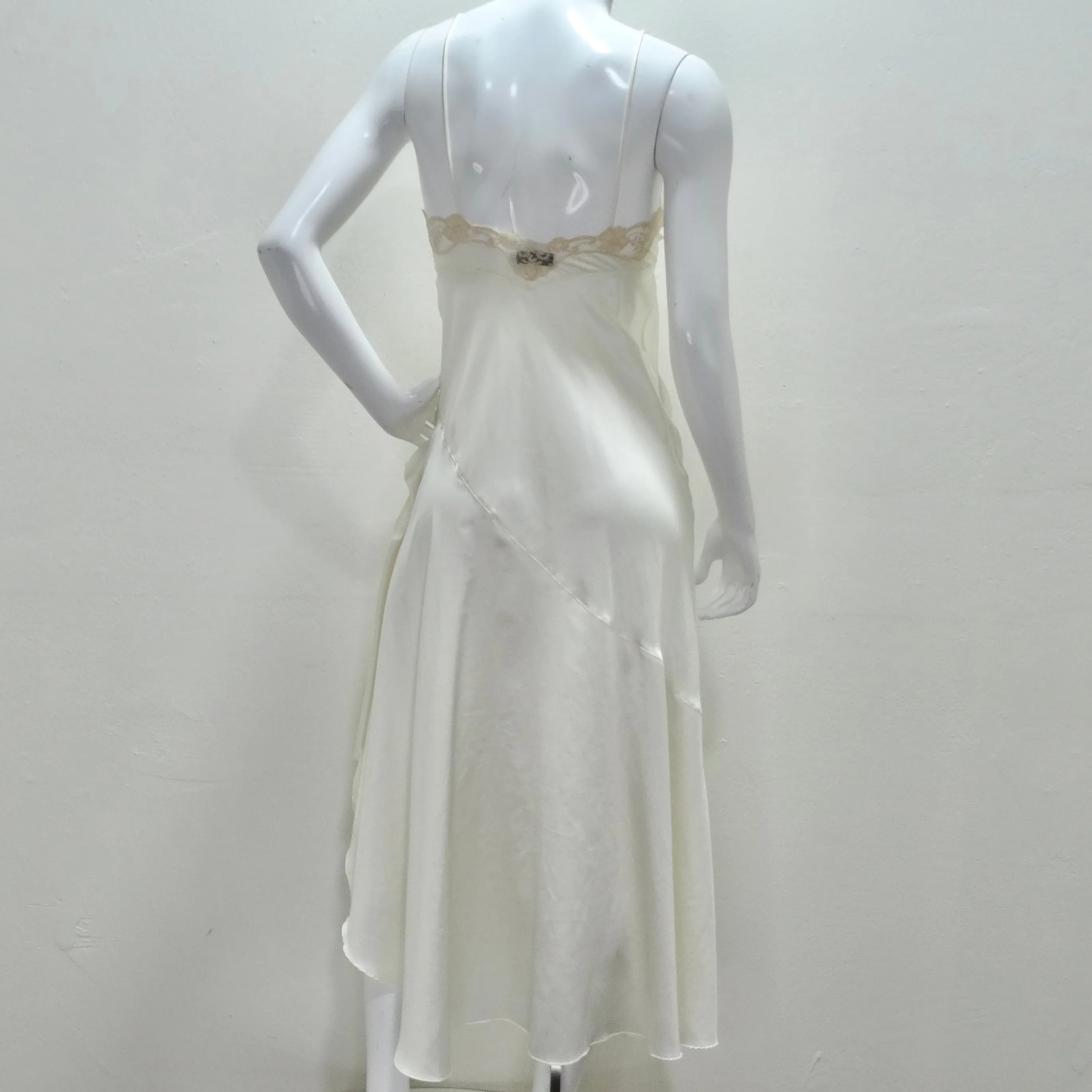 Christian Dior 1980s Ivory Satin Slip Dress and Blouse Set