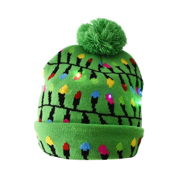 Christmas LED Hat Light Up Knitted Beanie Holiday Hat, Best Christmas Gift For Kids Adults