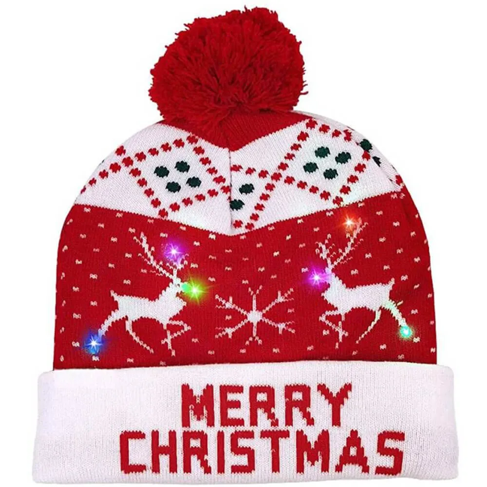 Christmas LED Hat Light Up Knitted Beanie Holiday Hat, Best Christmas Gift For Kids Adults