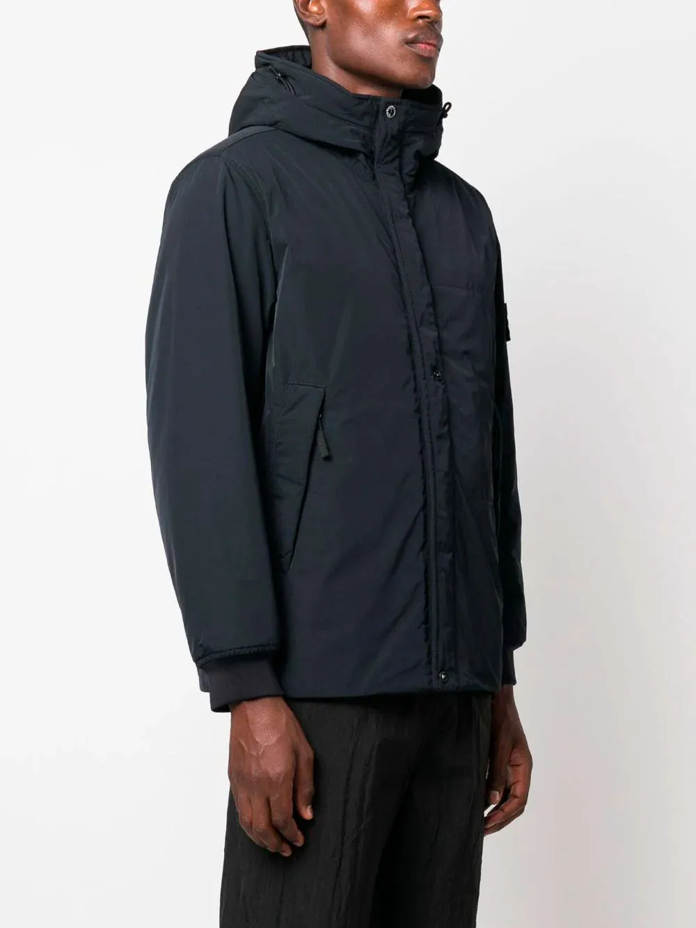 Compass-motif hooded parka