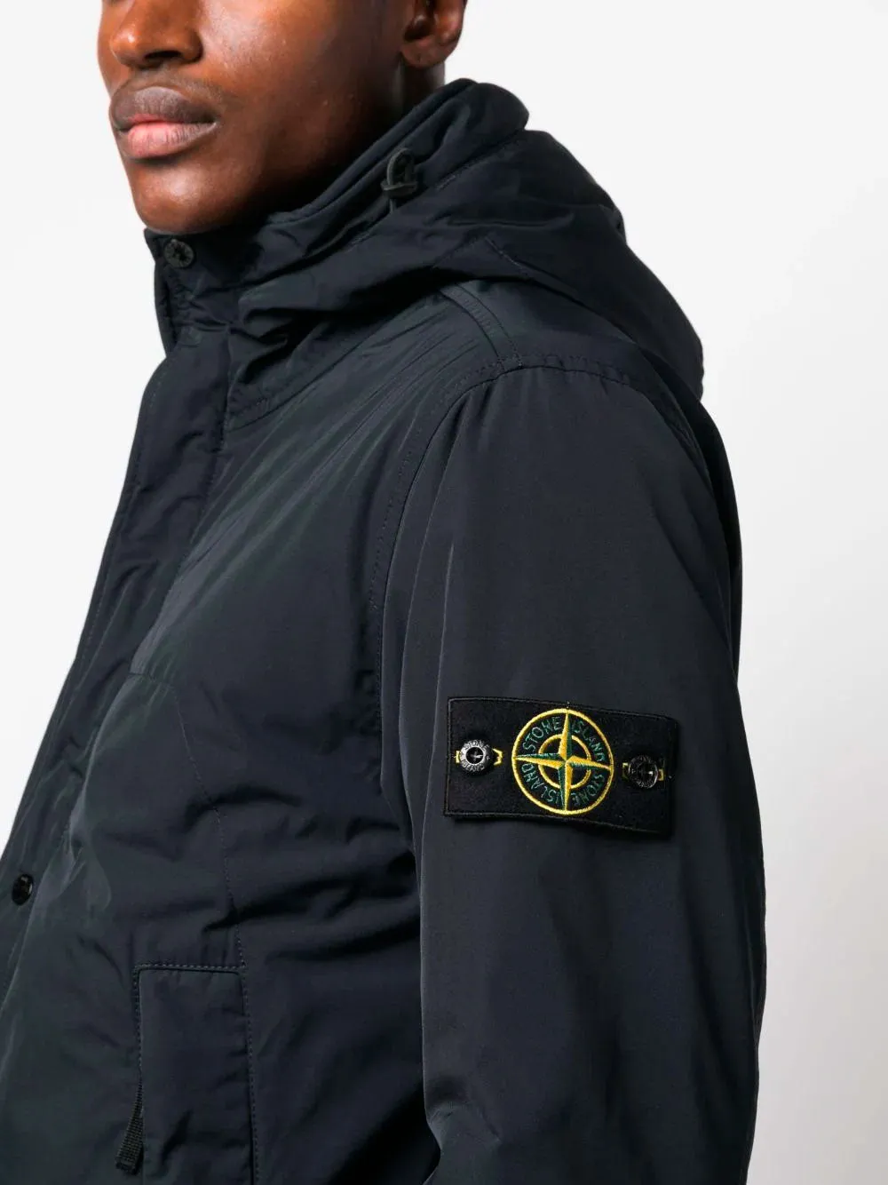 Compass-motif hooded parka