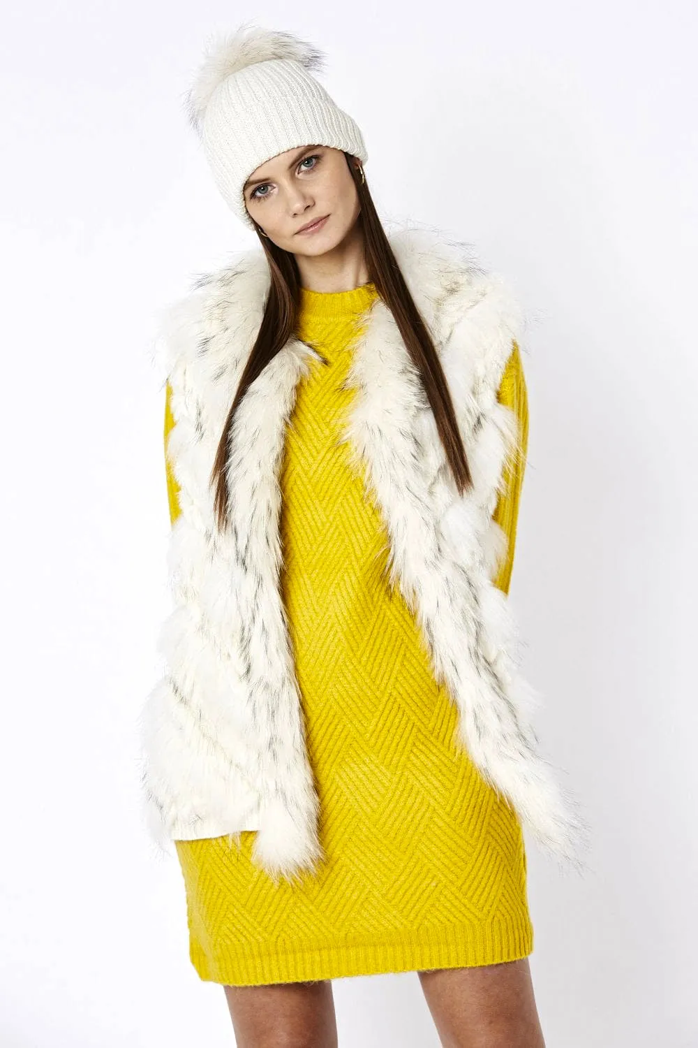 Cream Fox And Coney Fur Gilet