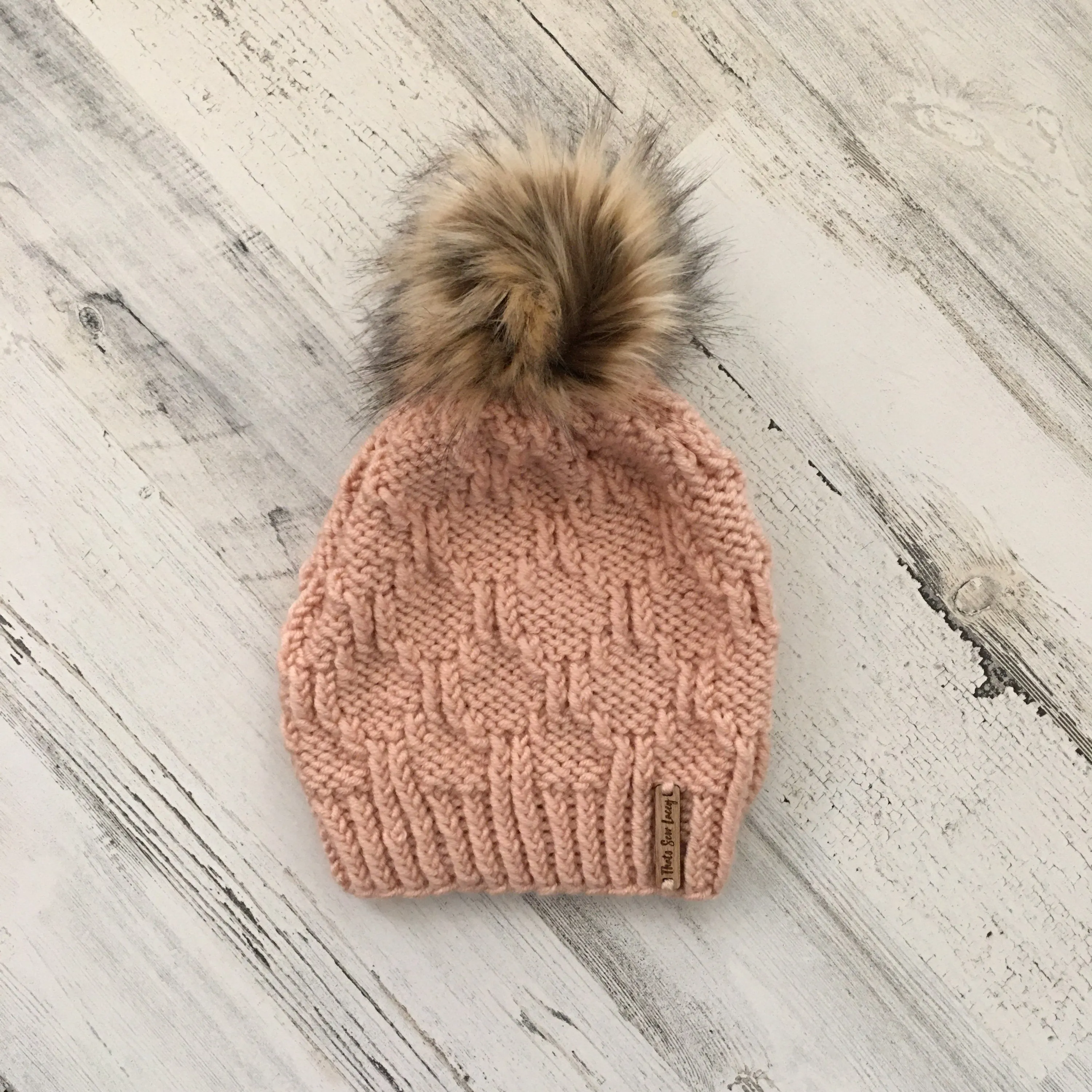 Diamonte Beanie - Faux Fur Pom