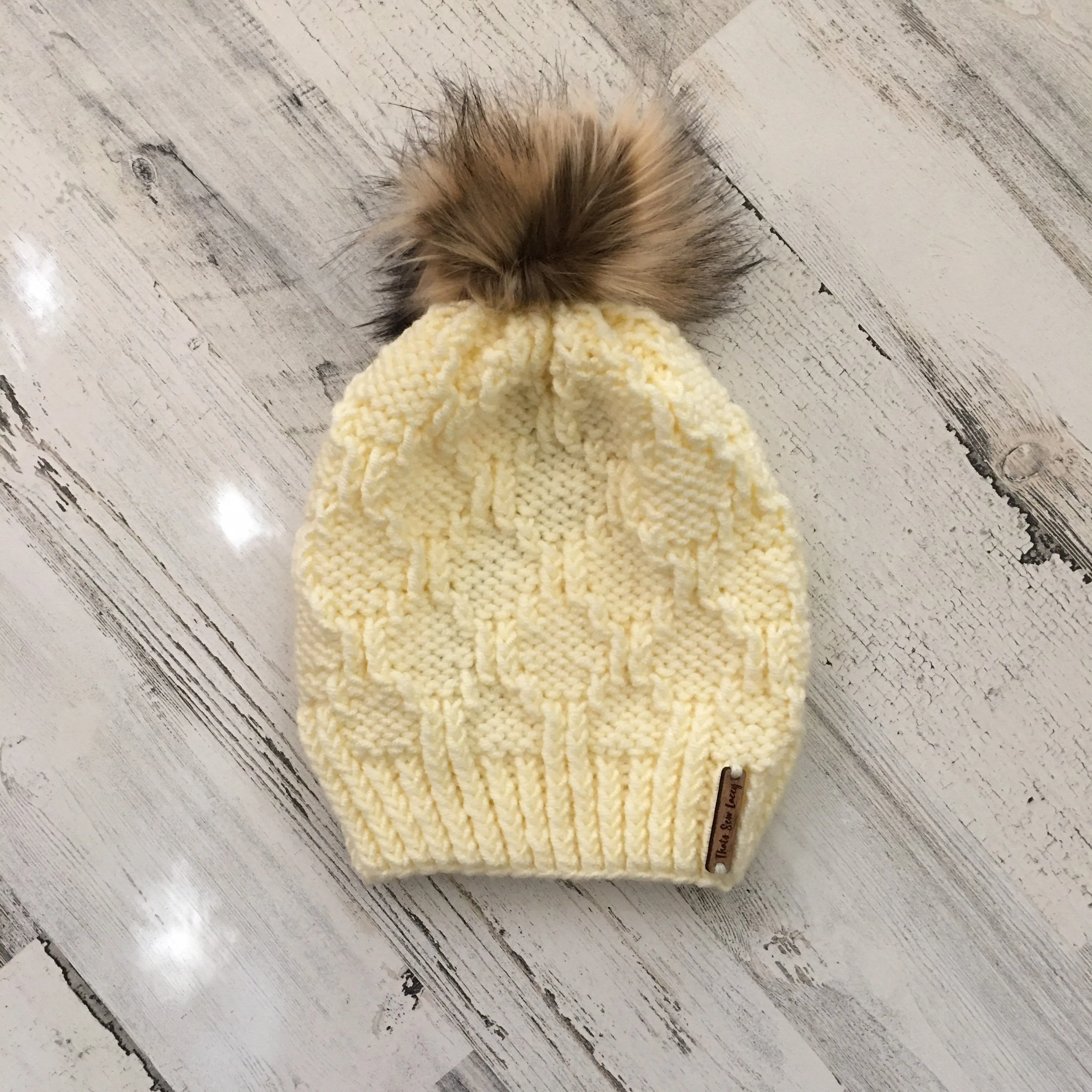 Diamonte Beanie - Faux Fur Pom