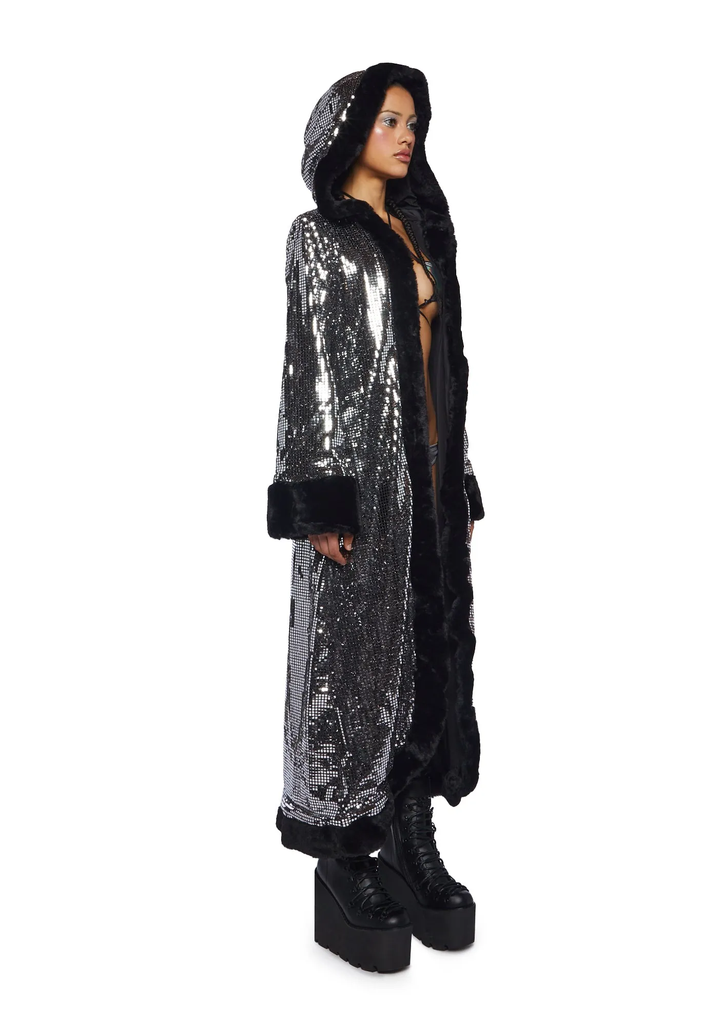 Disco Fusion Hooded Duster - Silver