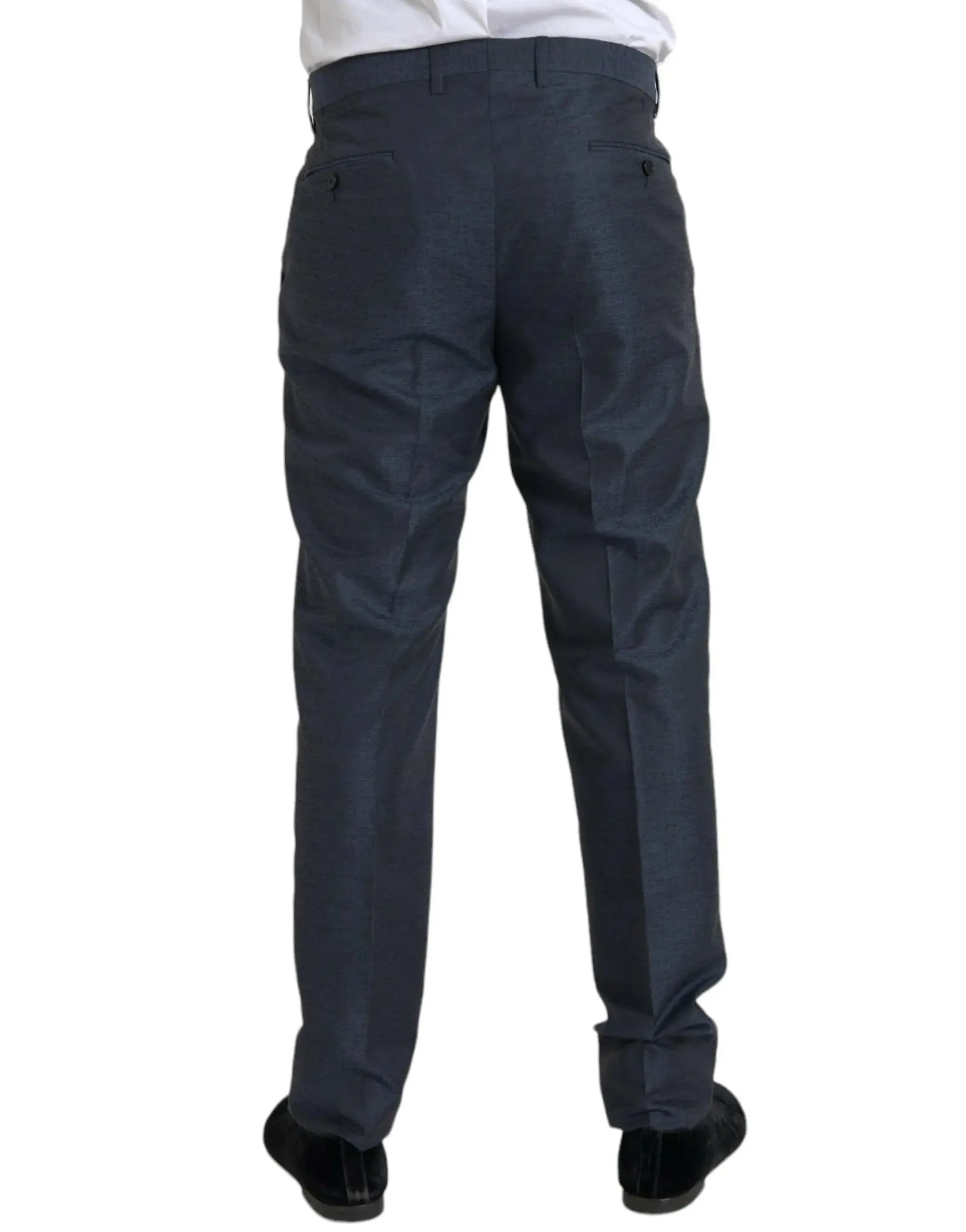 Dolce & Gabbana Blue Wool Zipper Closure Pants