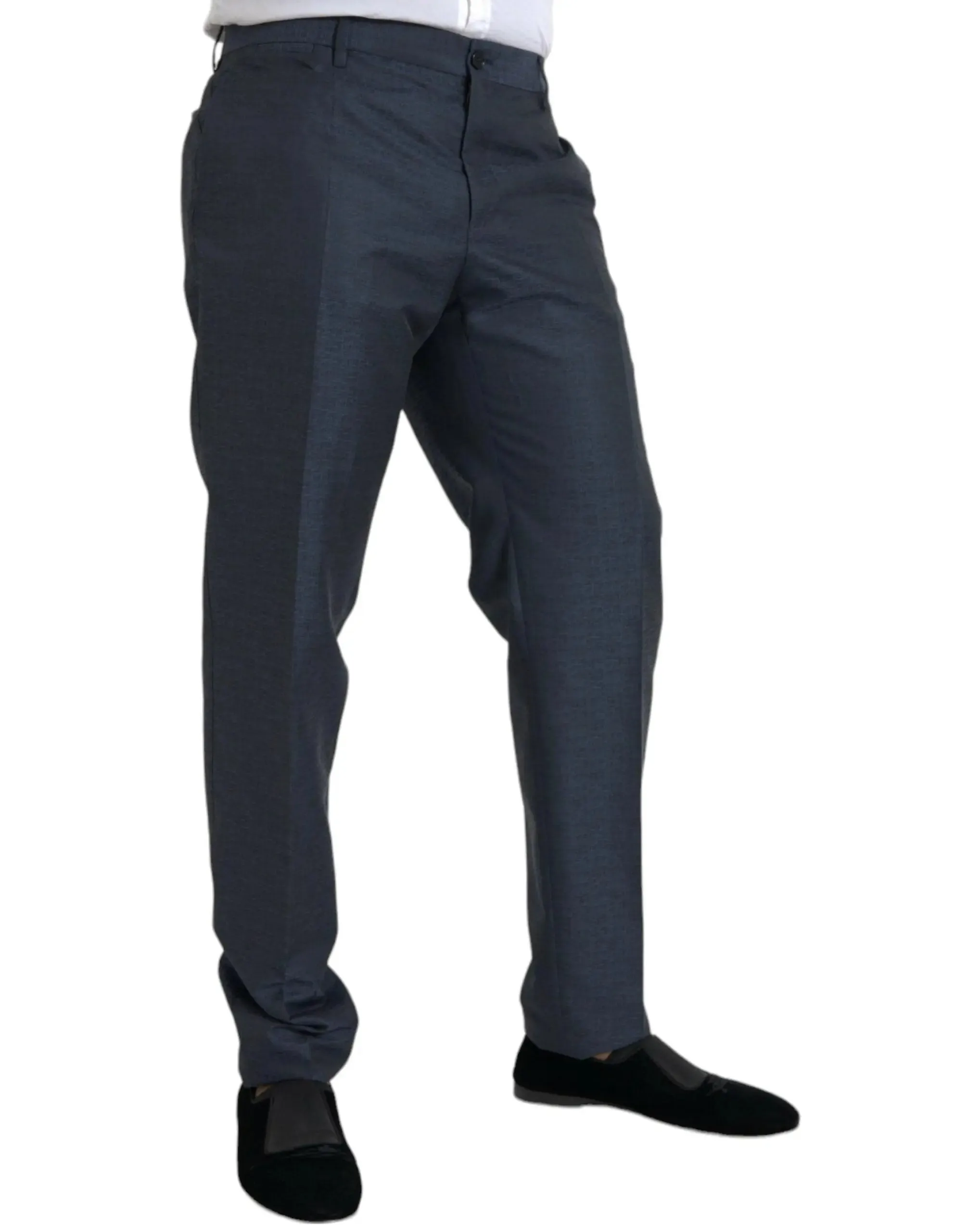 Dolce & Gabbana Blue Wool Zipper Closure Pants