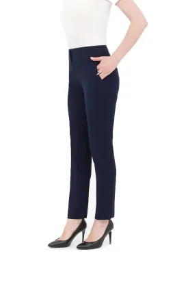 Dress Pants Comfort High Waist Straight Leg Pants (Navy)