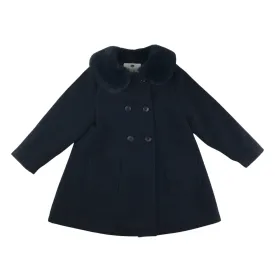 F&F coat 5-6 years navy smart jacket with faux fur collar