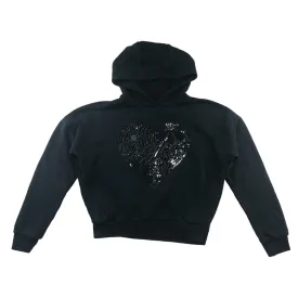 F&F hoodie 12-13 years black cropped sequin heart pullover